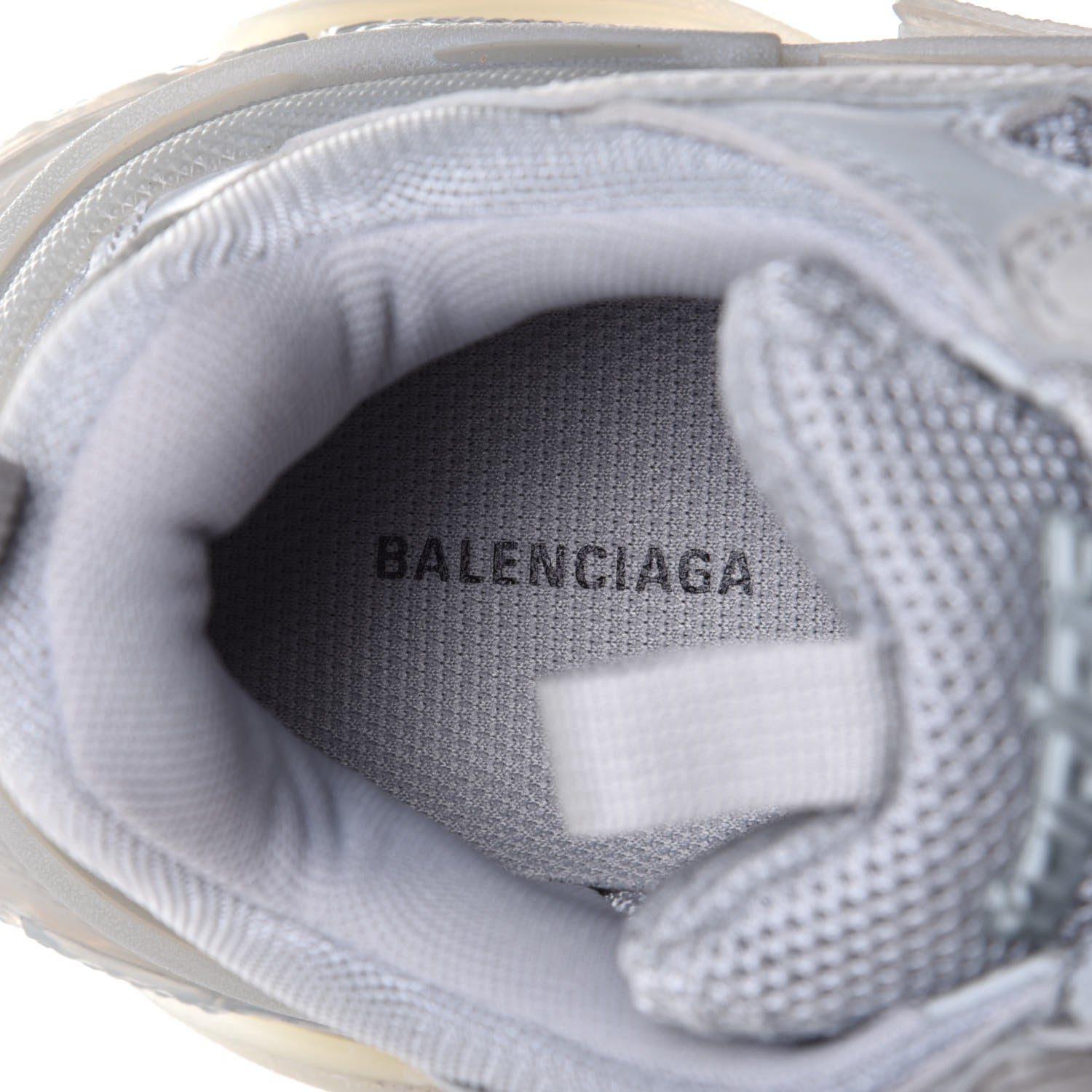 Balenciaga Fabric Mesh Clear Sole Womens Triple S Sneakers 39 Pearl Grey 9 of 11