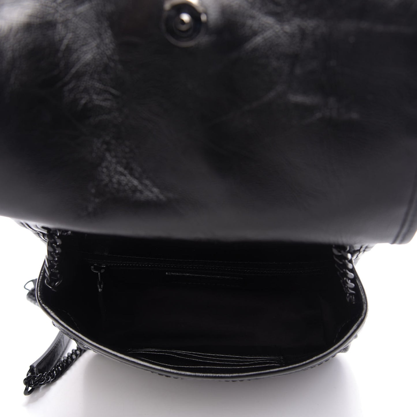 Crinkled Calfskin Matelasse Monogram Niki Chain Wallet Black