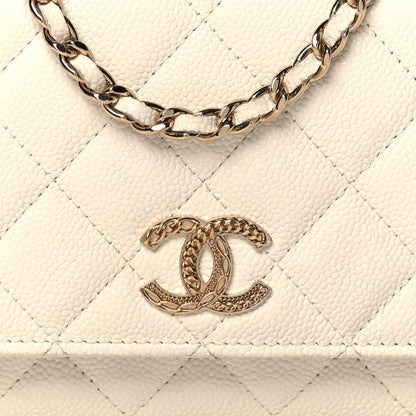 Chanel Caviar Quilted Chain CC Wallet On Chain WOC White 9 of 13
