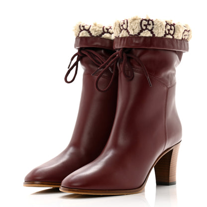Gucci Calfskin Shearling Ankle Boots 38 Bordeaux 3 of 10