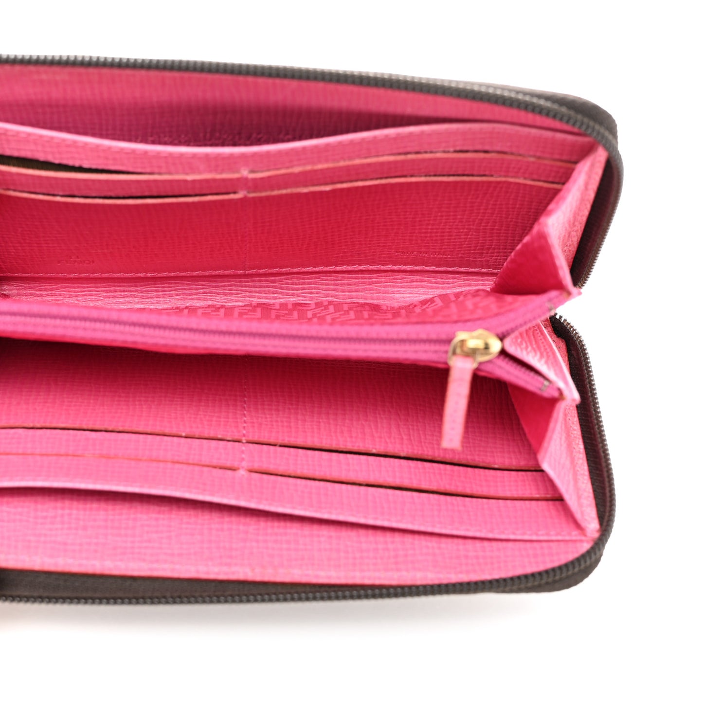 Zucca Spalmati Vitello Elite Zip Around Wallet Tobacco Fuxia Fragola