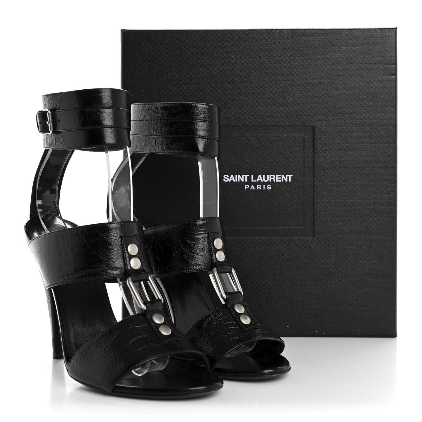 Shiny Calfskin Fetish 105 Sandal 39 Black