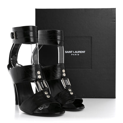 Saint Laurent Shiny Calfskin Fetish 105 Sandal 39 Black 10 of 10