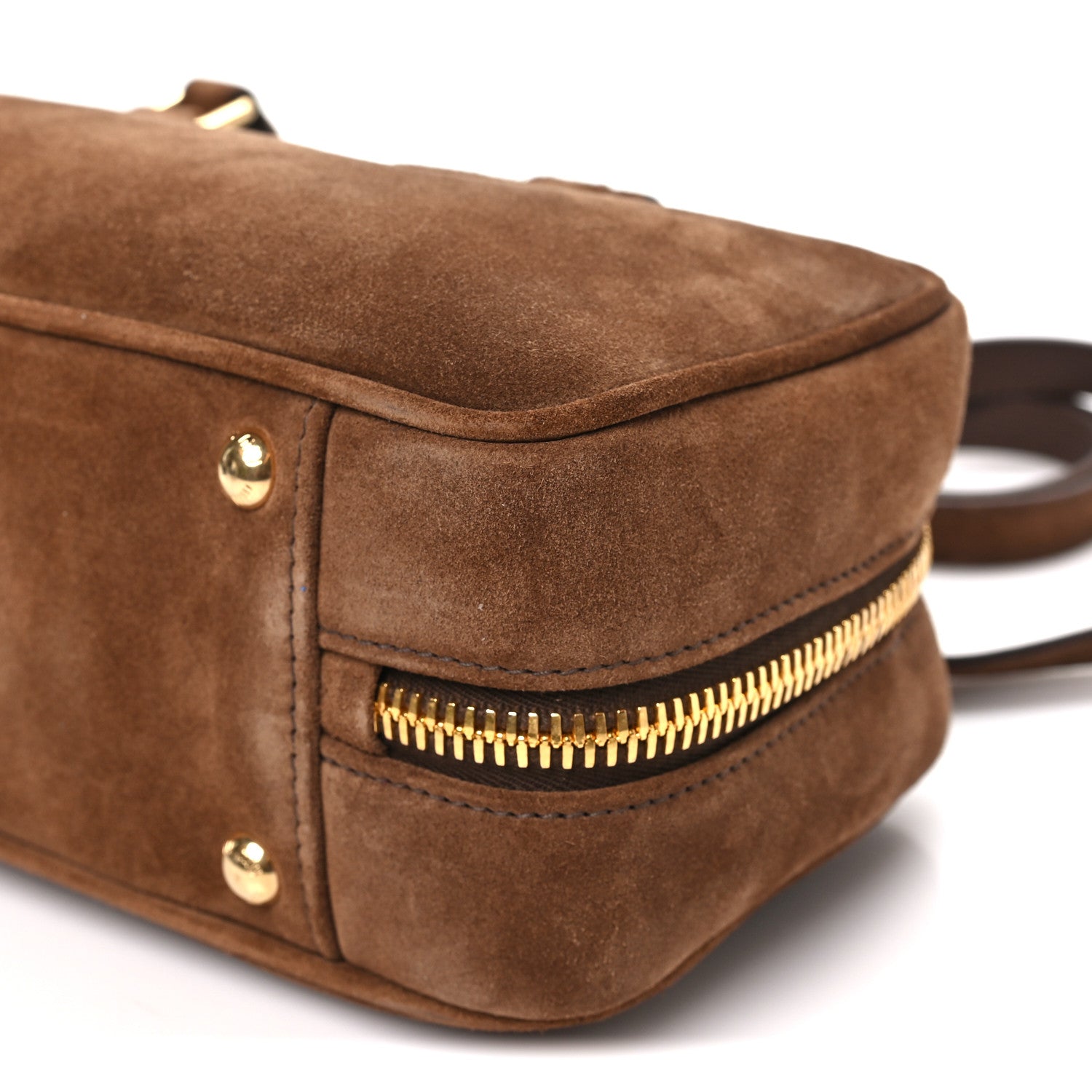 Miu Miu Suede Padded Regular Arcadie Top Handle Bag Cacao 9 of 9