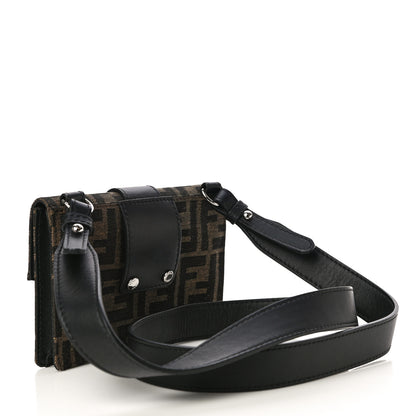 Fendi Recycled Fabric Jacquard Vitello Grace FF 1974 Baguette Belt Pouch Tobacco Moro Black 3 of 11