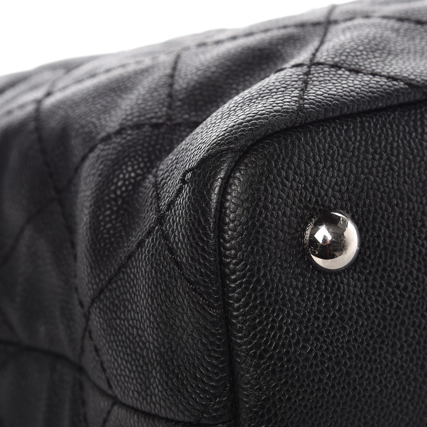 Grained Calfskin Quilted Small Daily Shopping Tote Black