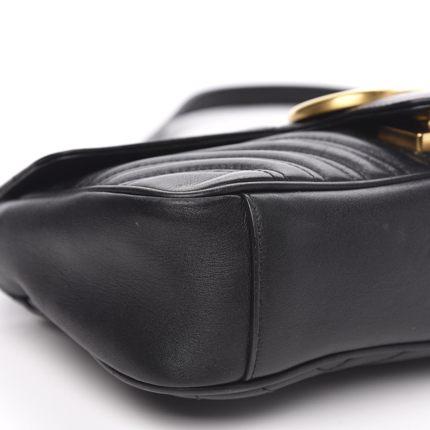 Gucci Calfskin Matelasse Small GG Marmont Shoulder Bag Black 8 of 15