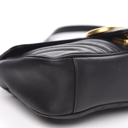 Gucci Calfskin Matelasse Small GG Marmont Shoulder Bag Black 8 of 15