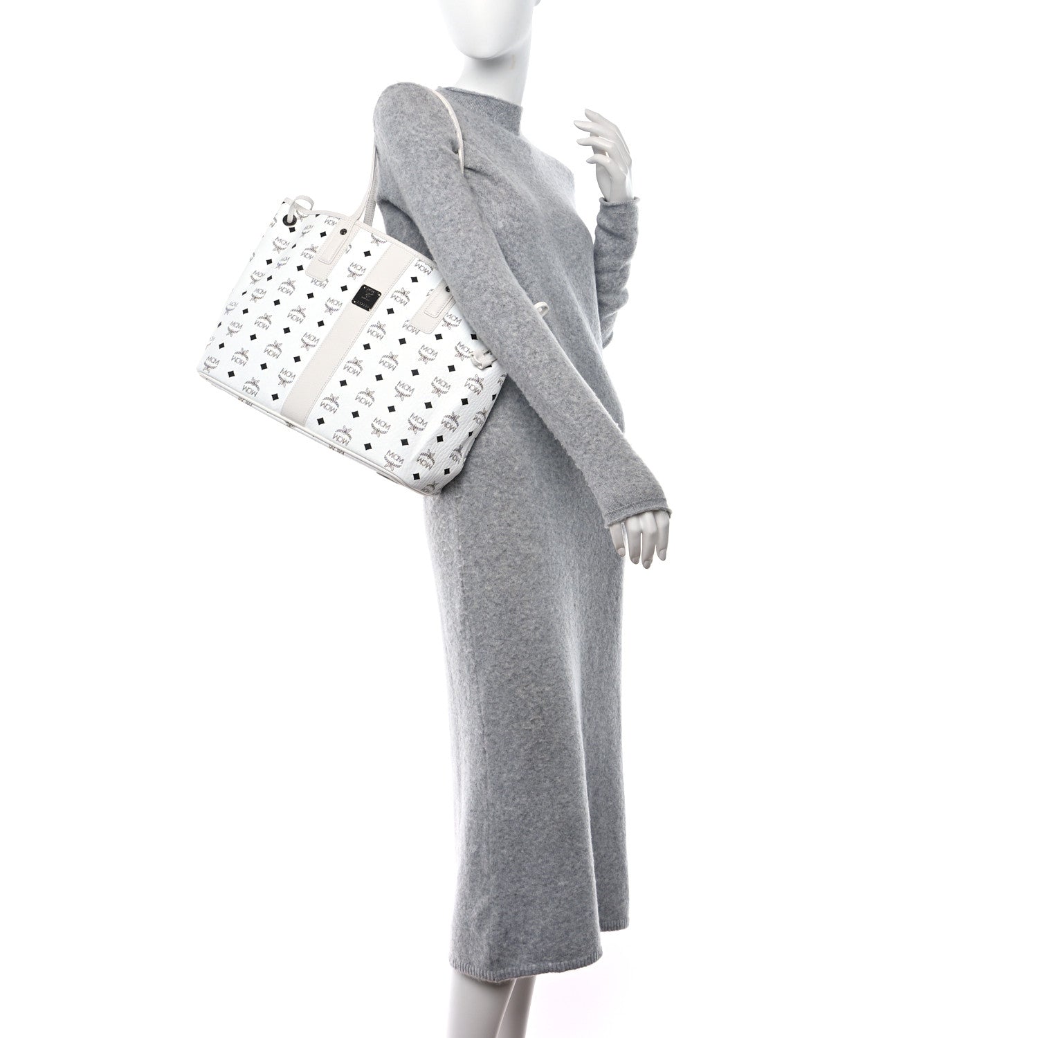 MCM Visetos Medium Liz Reversible Shopper Tote White 2 of 17