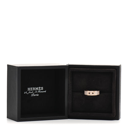 Hermes 18K Rose Gold Diamond PM H D'Ancre Pave Ring 50 5.25 5 of 5