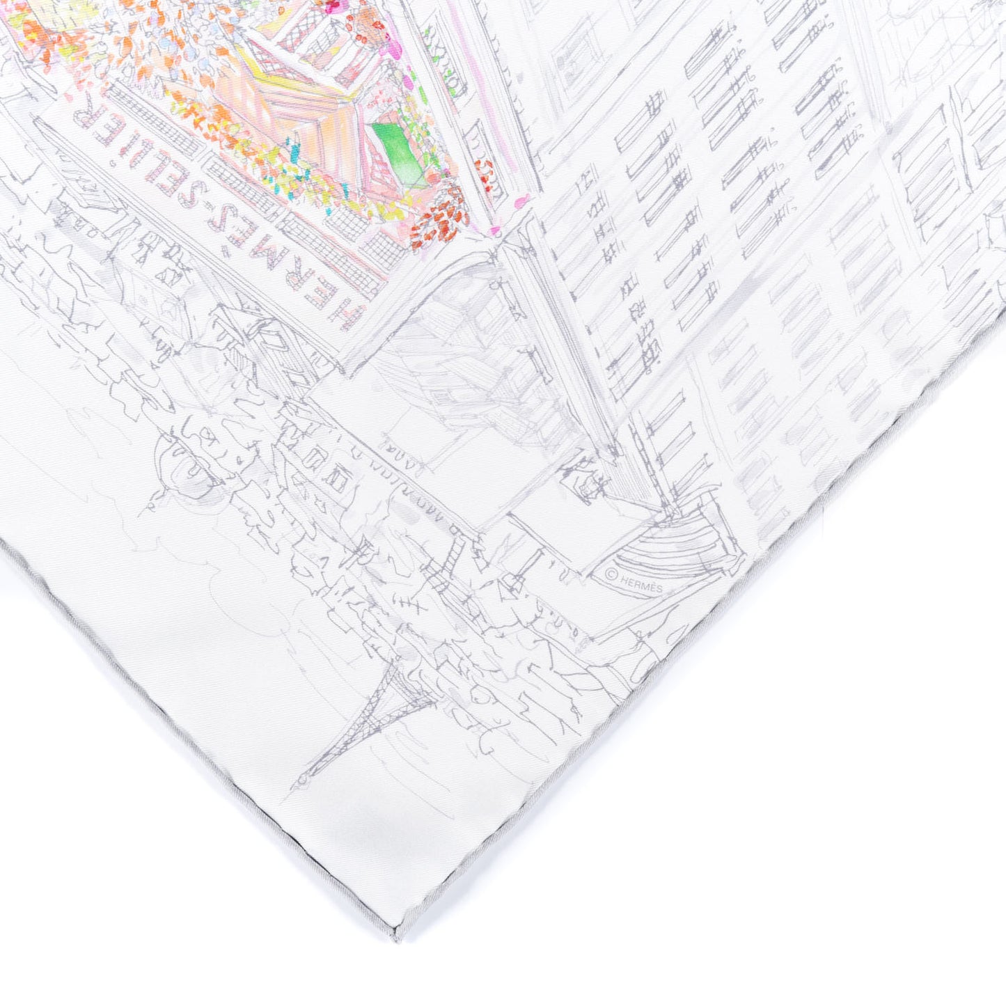 Silk Un Jardin sur le Toit Scarf 70 White Gris Multicolor