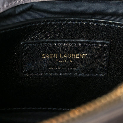 Saint Laurent Waxed Calfskin Matelasse Chevron Medium Monogram College Bag Fog Gray 6 of 10