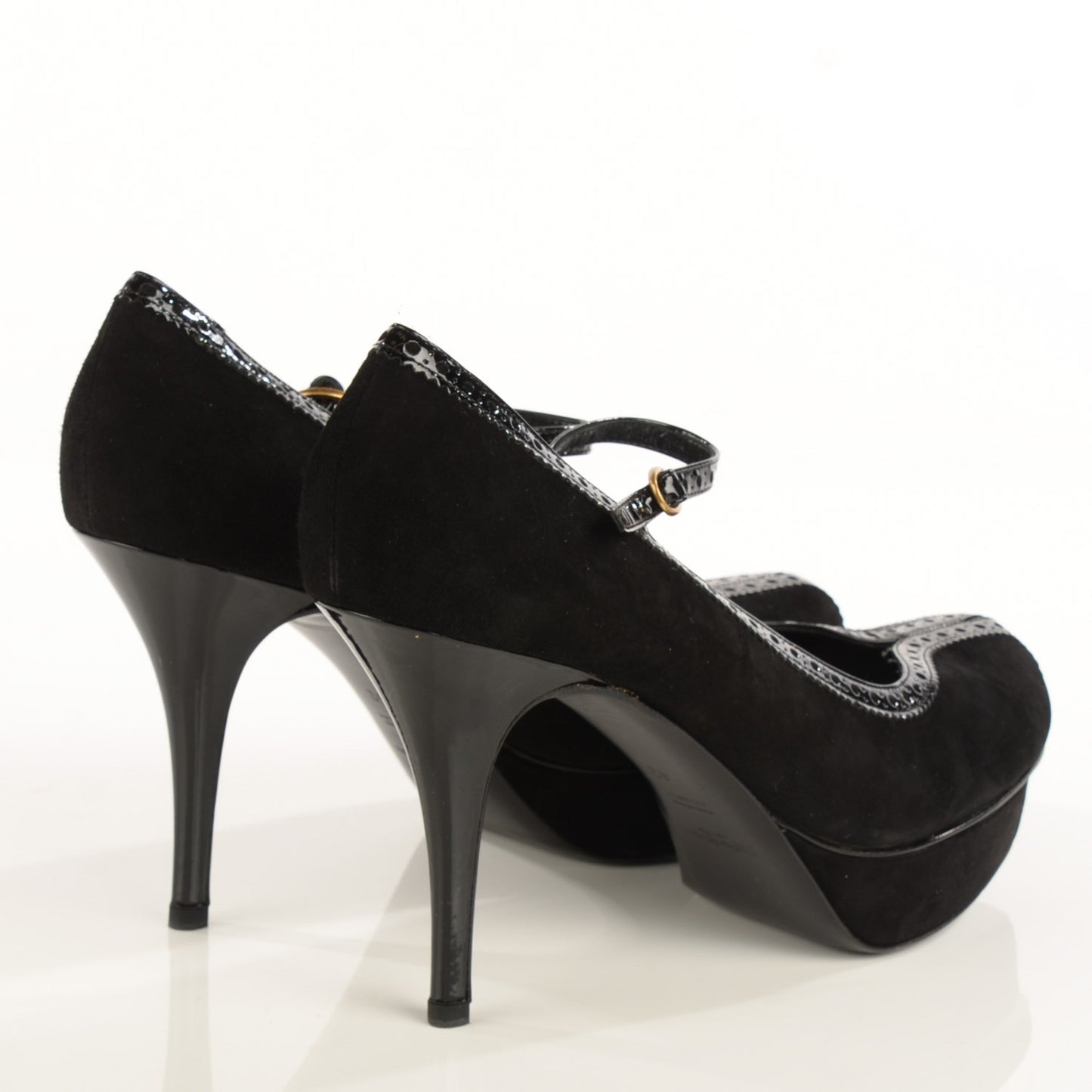 Suede Patent Mary Jane Tribute 75 Platform Pumps 42 Black
