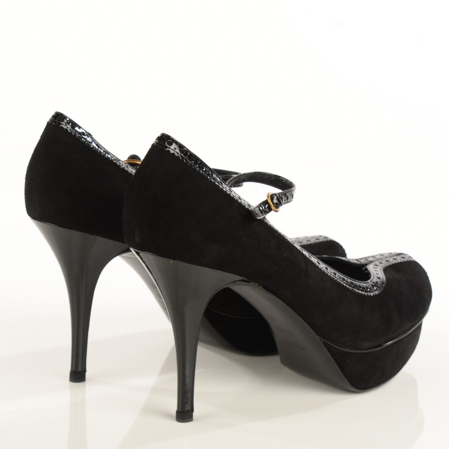 Saint Laurent Suede Patent Mary Jane Tribute 75 Platform Pumps 42 Black 4 of 7