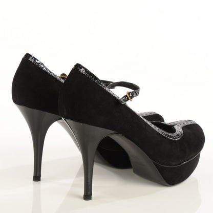 Saint Laurent Suede Patent Mary Jane Tribute 75 Platform Pumps 42 Black 4 of 7