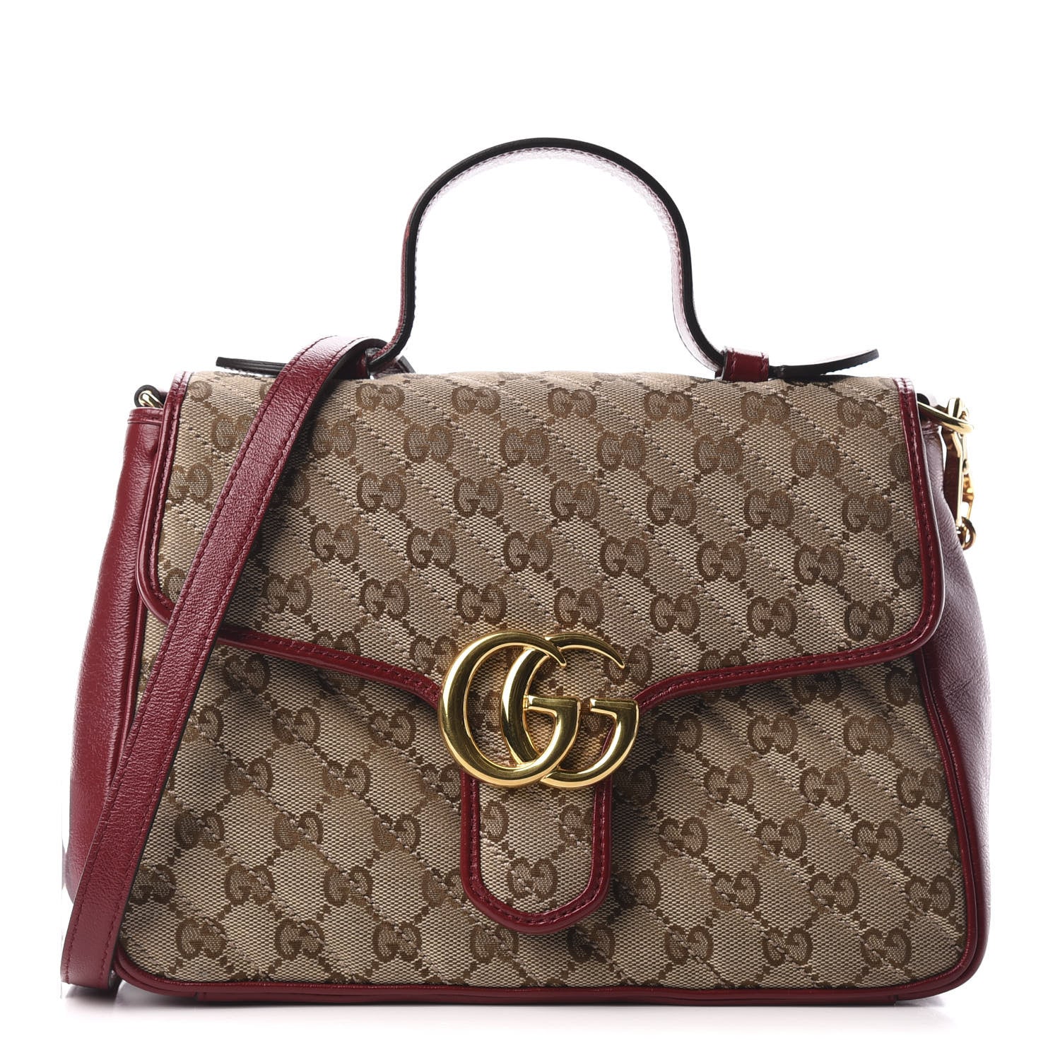 Gucci Monogram Azalea Calfskin Matelasse Diagonal Small GG Marmont Top Handle Shoulder Bag Beige Ebony New Cherry Red 1 of 10