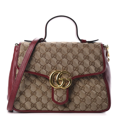 Gucci Monogram Azalea Calfskin Matelasse Diagonal Small GG Marmont Top Handle Shoulder Bag Beige Ebony New Cherry Red 1 of 10
