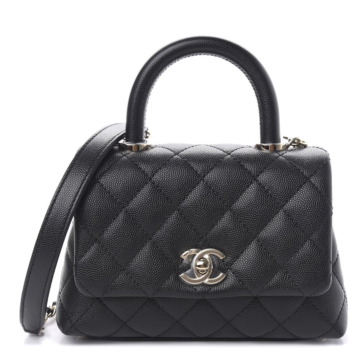 Caviar Quilted Extra Mini Coco Handle Flap Black