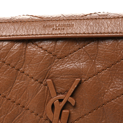 Saint Laurent Crinkled Calfskin Matelasse Monogram Medium Niki Chain Satchel Caramel 8 of 12