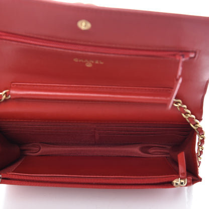 Chanel Lambskin Quilted Boy Wallet On Chain WOC Red 7 of 18