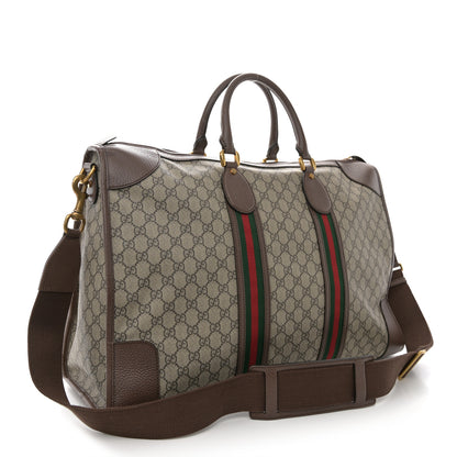 Gucci Soft GG Supreme Monogram Textured Dollar Calfskin Web Large Ophidia Carry-On Duffle Bag Beige Ebony New Acero 3 of 14
