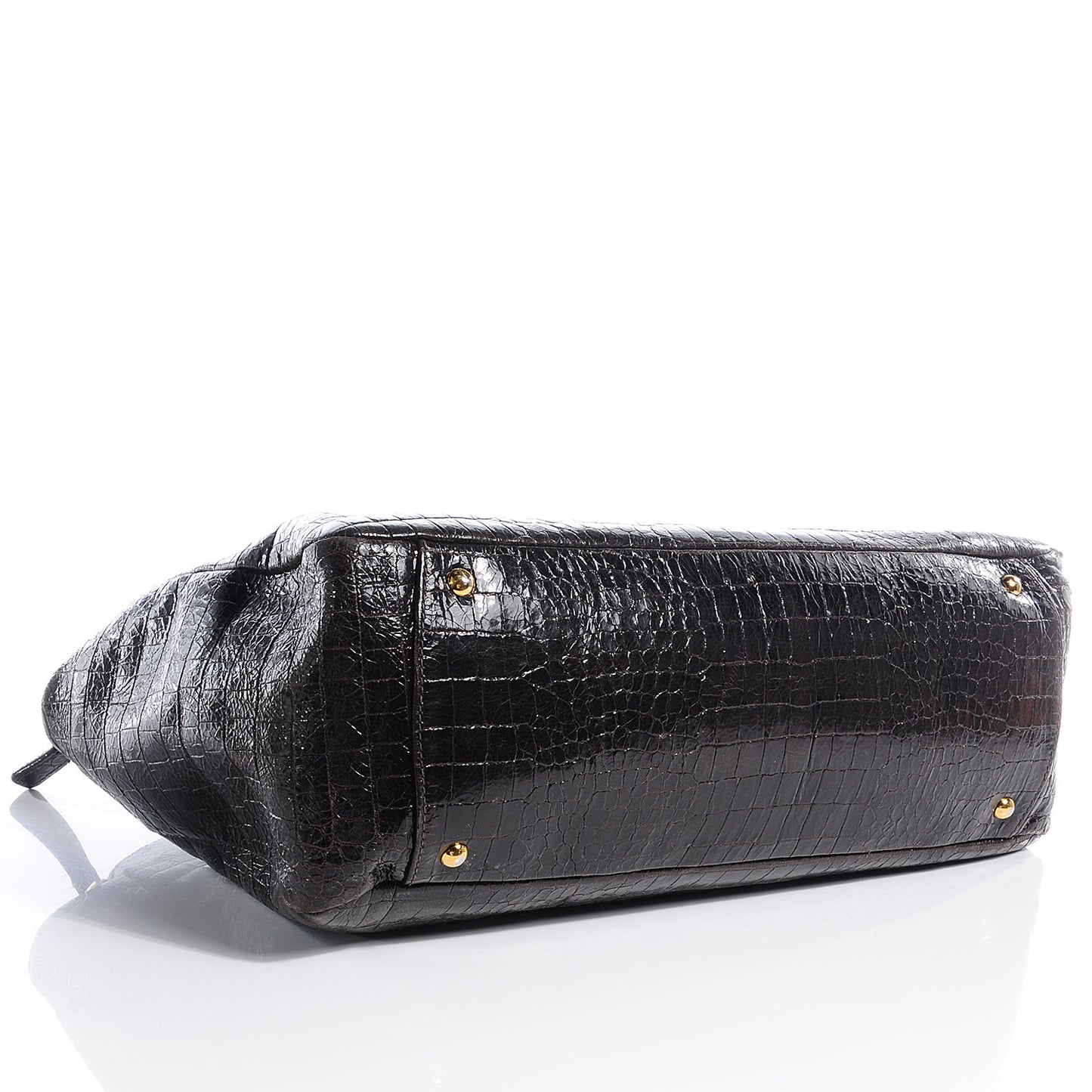 Patent Crocodile Embossed Saint Cocco Lux Bowler Moro