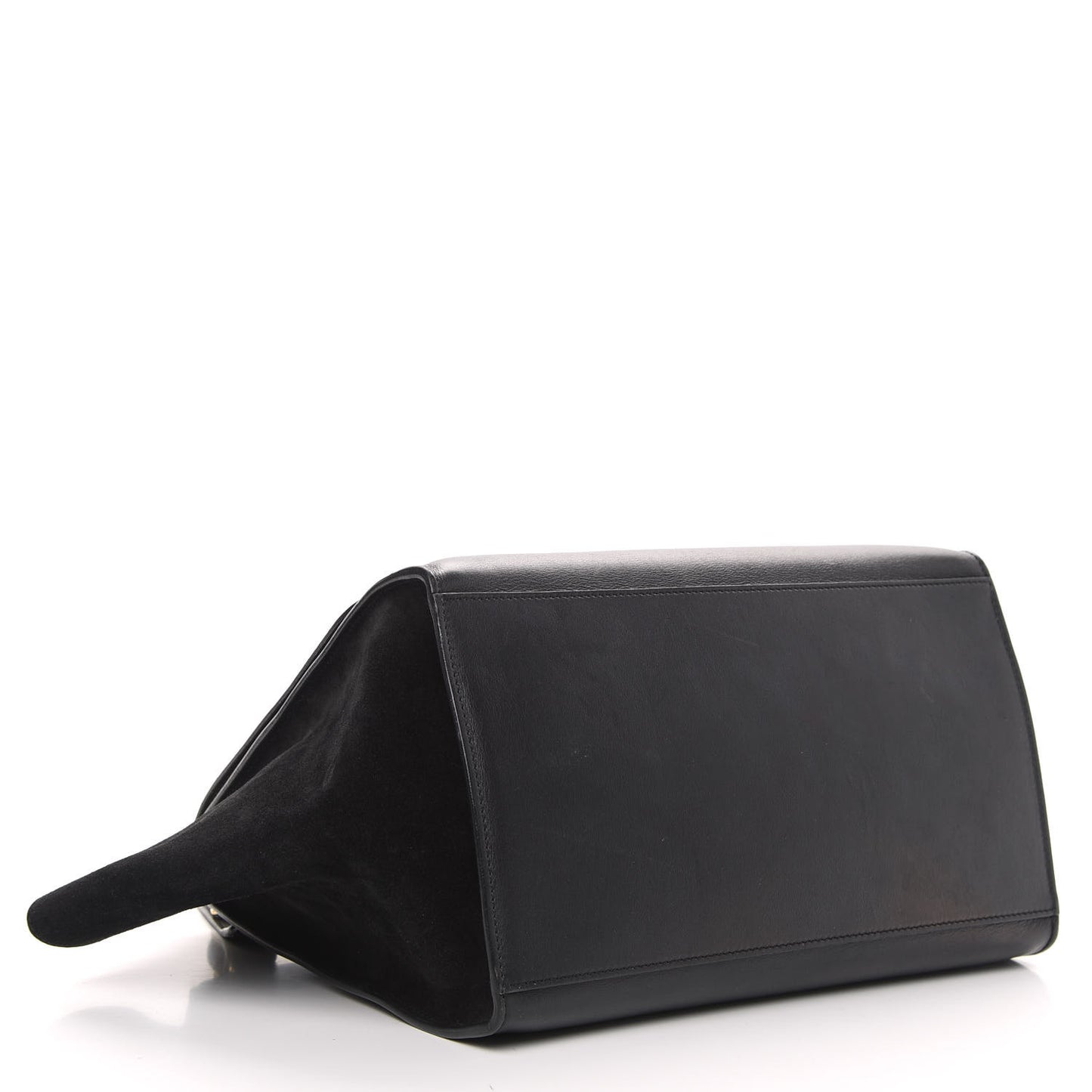 Crocodile Embossed Calfskin Suede Medium Trapeze Black