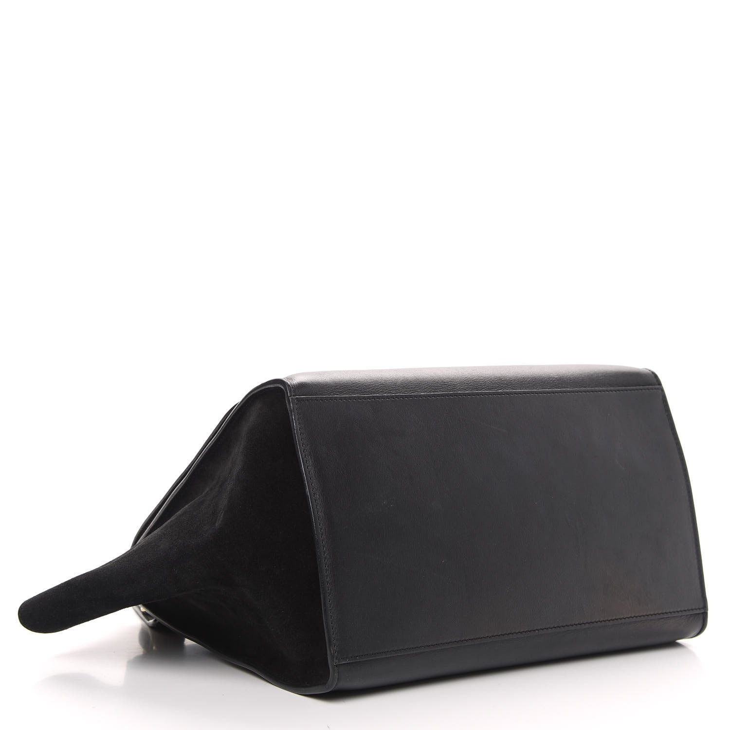 Celine Crocodile Embossed Calfskin Suede Medium Trapeze Black 5 of 15