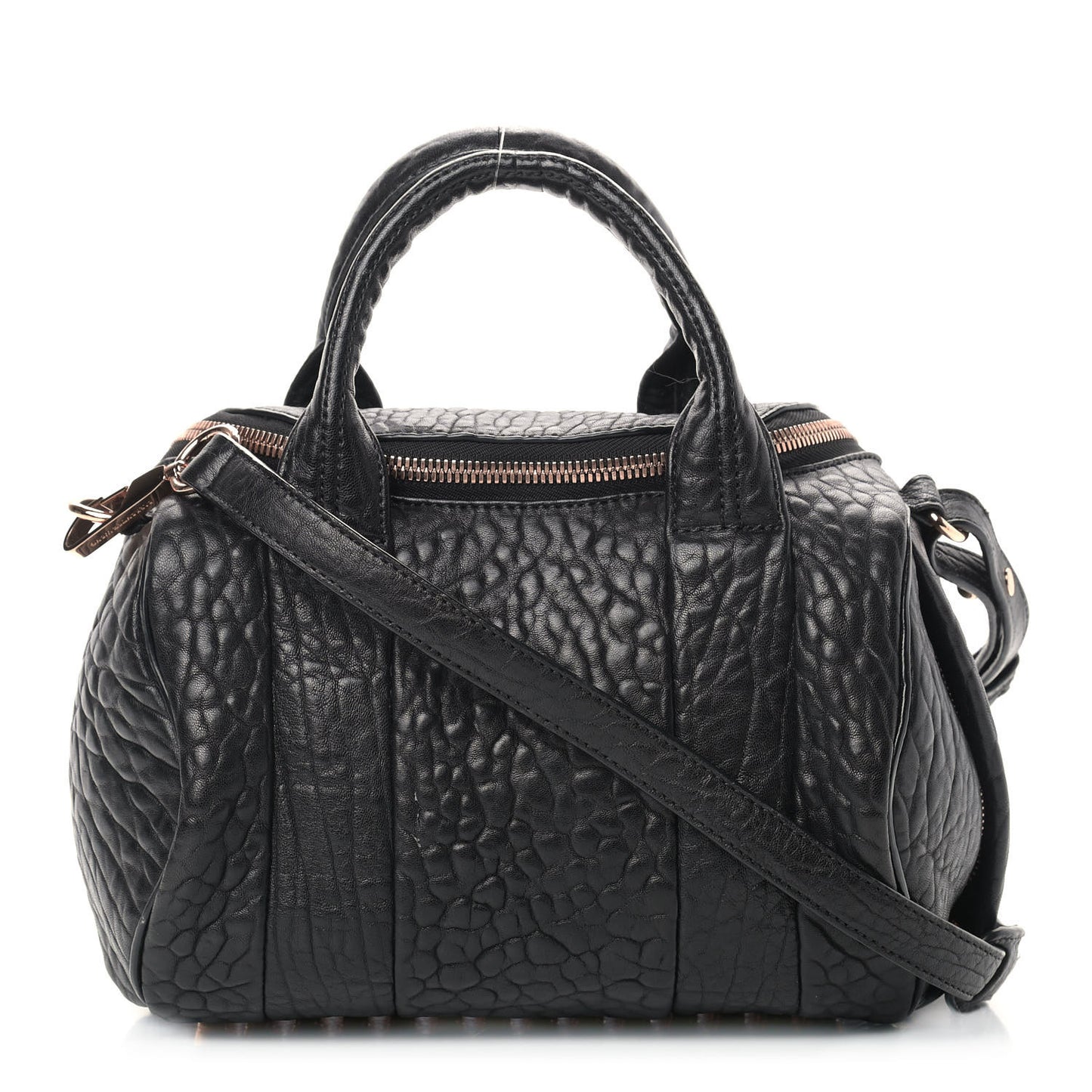 Pebbled Lambskin Mini Rockie Black Rose Gold Hardware