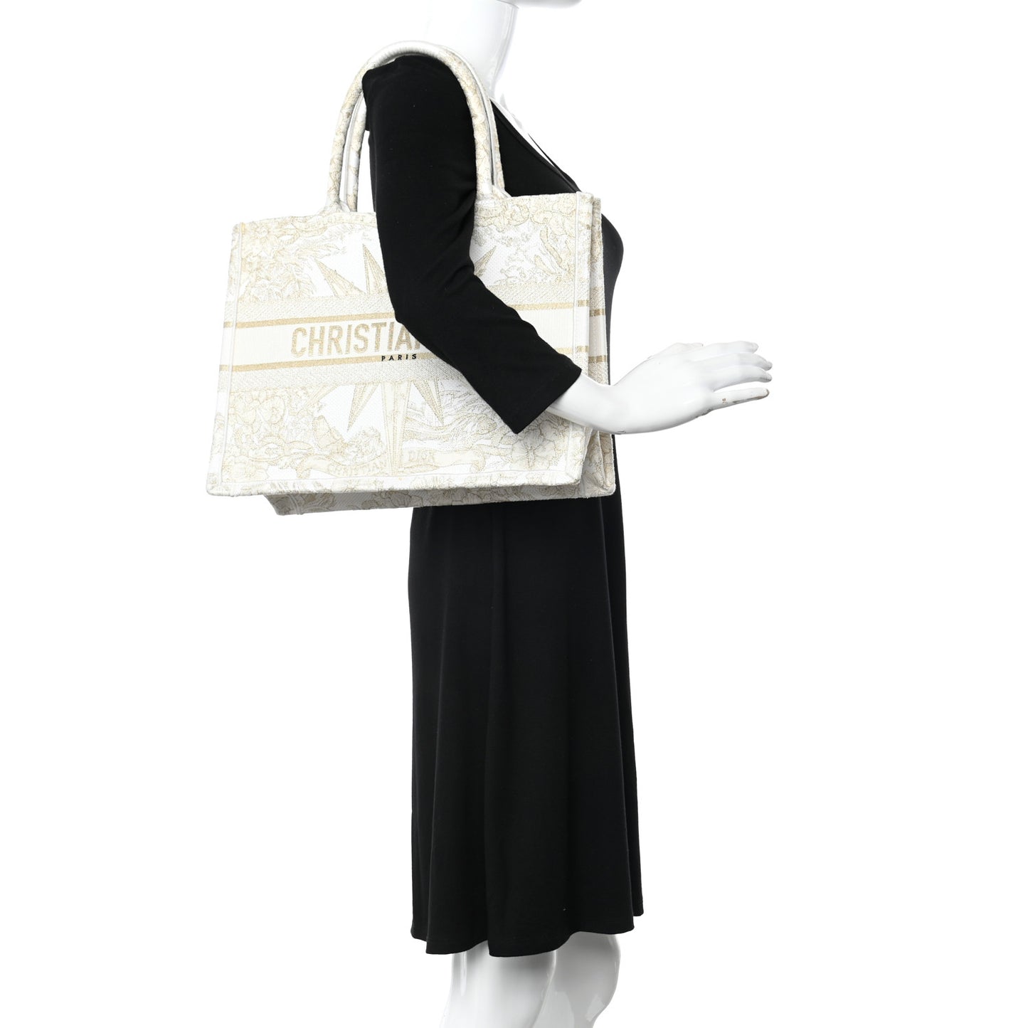 Canvas Embroidered Medium Rêve d'Infini Book Tote Gold
