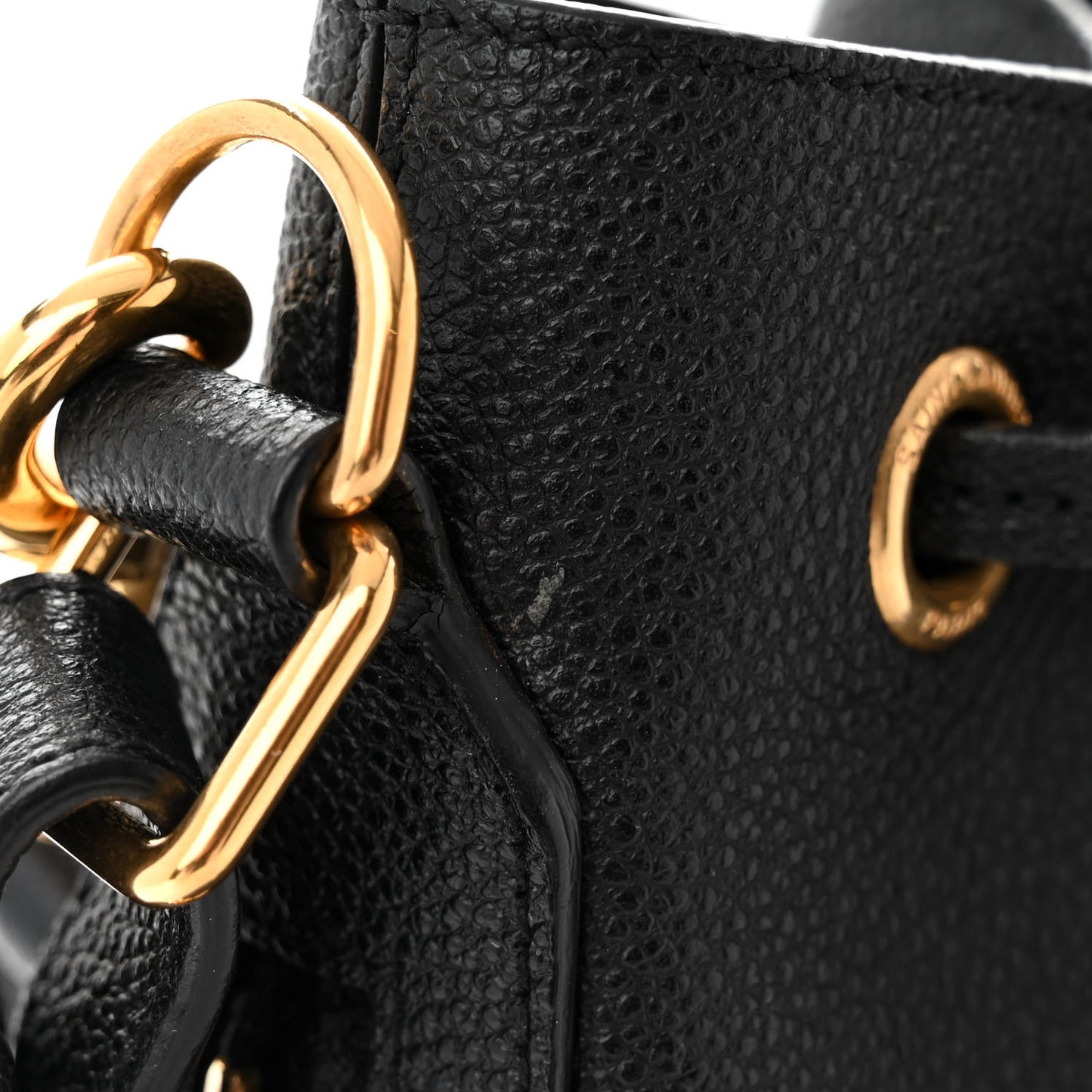 Grained Calfskin Medium Emmanuelle Bucket Bag Black