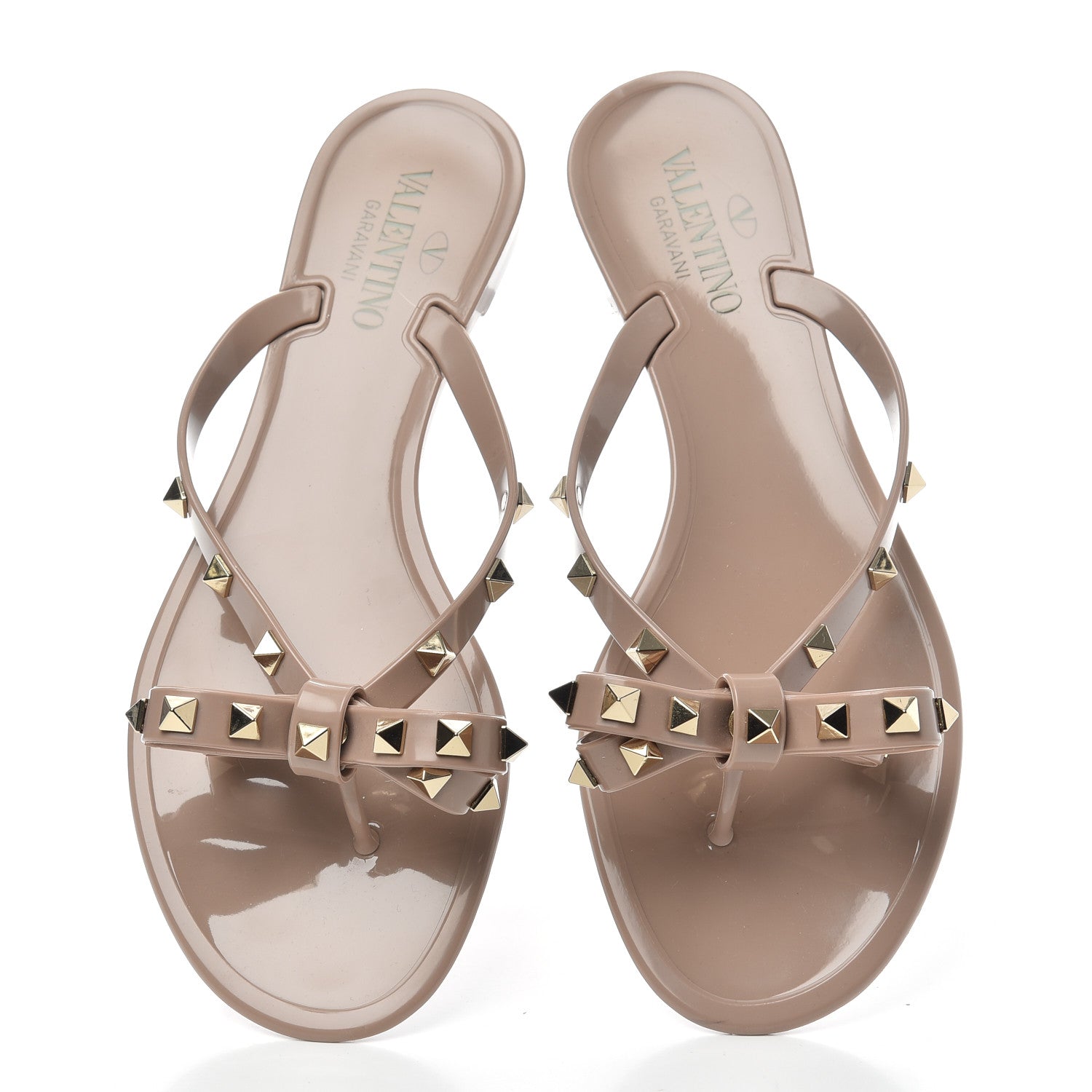 Valentino Garavani PVC Jelly Rockstud Bow Thong Sandals 39 Poudre 5 of 9