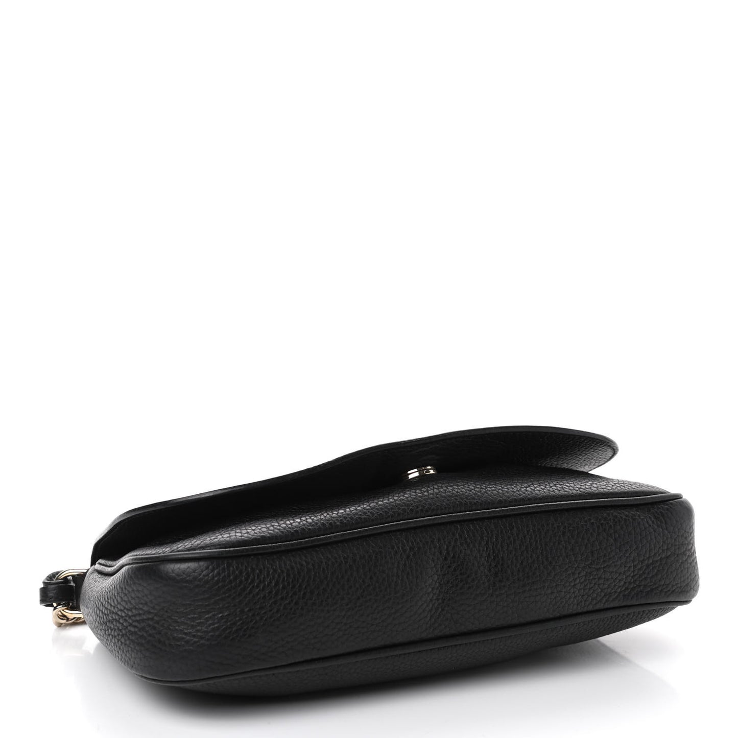 Pebbled Calfskin Medium Soho Flap Crossbody Black