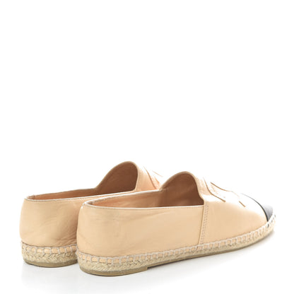 Chanel Lambskin CC Espadrilles 39 Beige Black 3 of 8