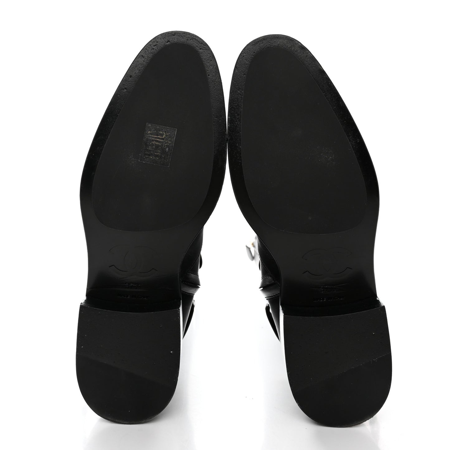 Calfskin Chain HIgh Boots 37.5 Black