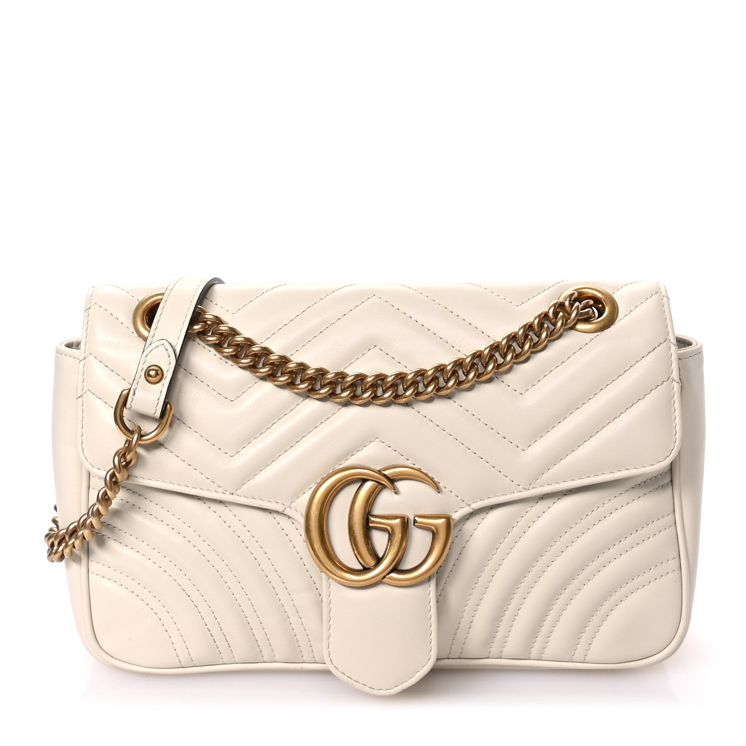 Gucci Calfskin Matelasse Small GG Marmont Shoulder Bag White 1 of 11