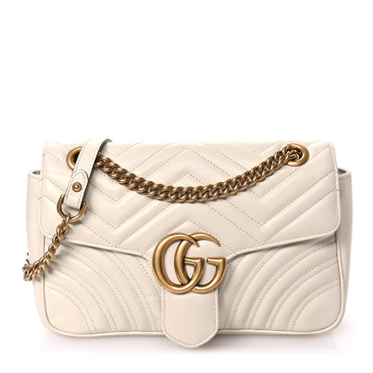 Gucci Calfskin Matelasse Small GG Marmont Shoulder Bag White 1 of 11