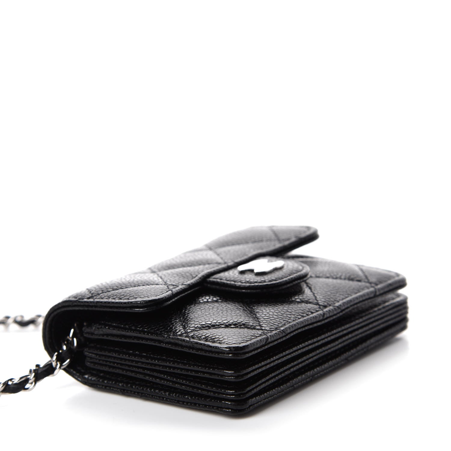 Chanel Caviar Quilted Flap Card Holder On Chain Black 4 of 12