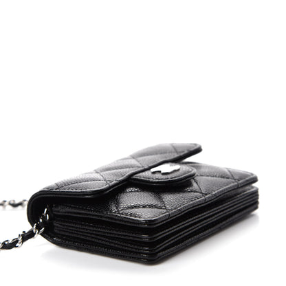 Chanel Caviar Quilted Flap Card Holder On Chain Black 4 of 12