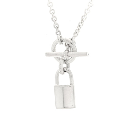 Hermes Sterling Silver Cadenas Kelly Lock Pendant Necklace 6 of 11