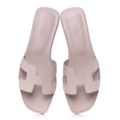 Hermes Calfskin Oran Sandals 38.5 Rose Pétale 5 of 9