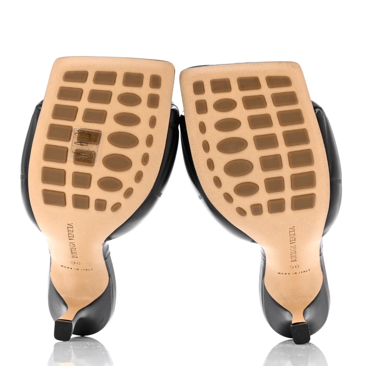Nappa Quilted Rubber Lido Mule Sandals 36 Black