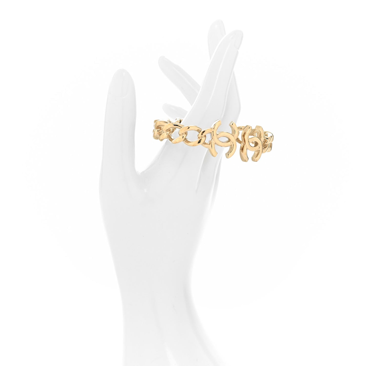 Metal CC Chain Link Cuff Bracelet Gold