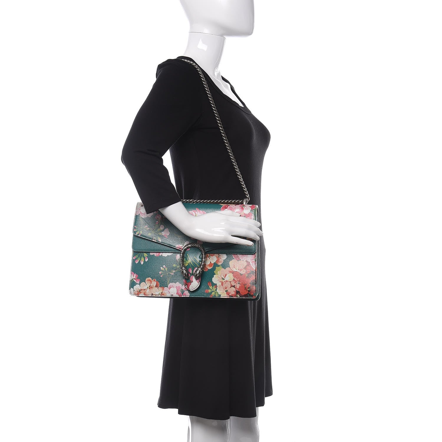 Gucci Calfskin Blooms Print Medium Dionysus Shoulder Bag Bright Emerald Multicolor 2 of 10
