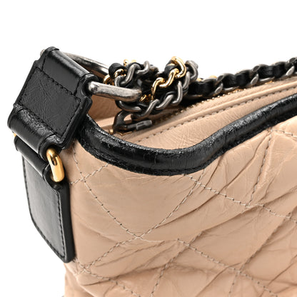 Chanel Aged Calfskin Quilted Medium Gabrielle Hobo Beige Black 11 of 14