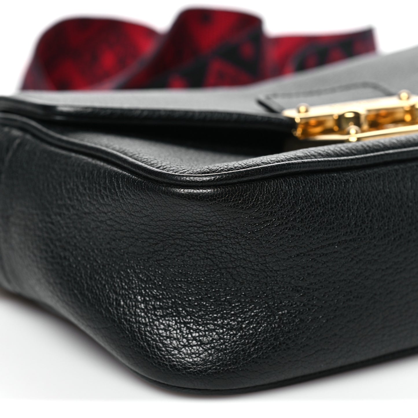 Goatskin Madras Crossbody Bag Black