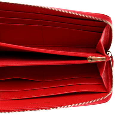 Chanel Lambskin Quilted Gusset Zip Around Wallet Red 5 of 9