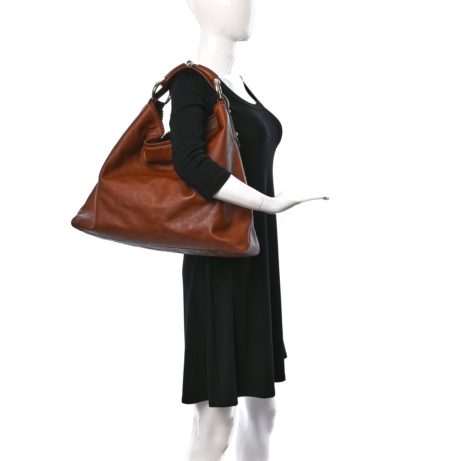 Gucci Calfskin Large Horsebit Chain Hobo Brown 2 of 18