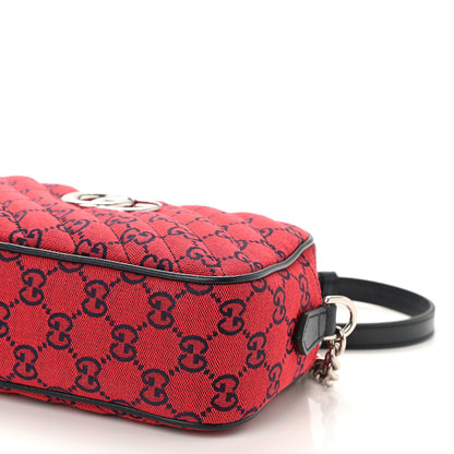 Gucci Monogram Multicolor Matelasse Diagonal Small GG Marmont Chain Shoulder Bag Red Blue 8 of 8