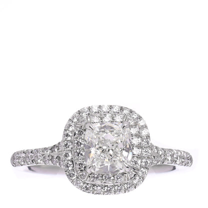 Tiffany Platinum Diamond .78ct Soleste Cushion Cut Double Halo Engagement Ring 52 6 1 of 7